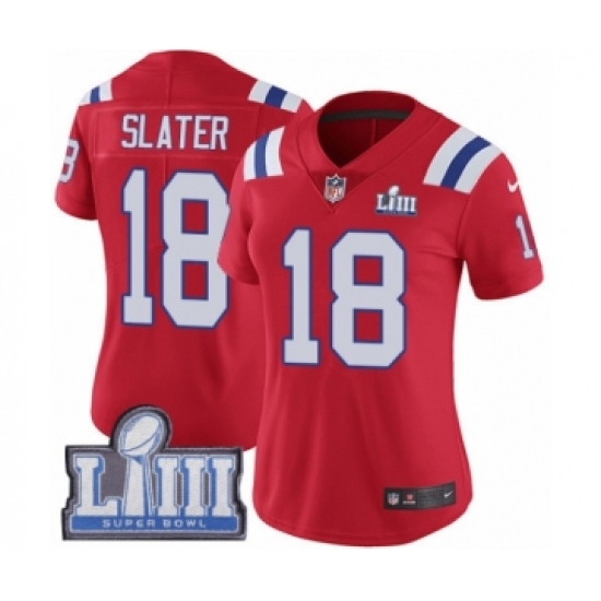 Women's Nike New England Patriots #18 Matthew Slater Red Alternate Vapor Untouchable Limited Player Super Bowl LIII Bound NFL Jersey - Ujersey