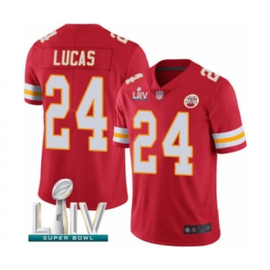 Men's Kansas City Chiefs #24 Jordan Lucas Red Team Color Vapor Untouchable Limited Player Super Bowl LIV Bound Football Jersey - Ujersey