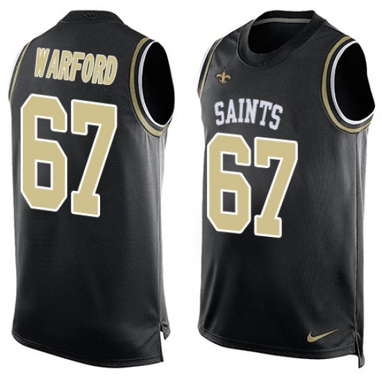 Men's Nike New Orleans Saints #67 Larry Warford Limited Black Player Name & Number Tank Top NFL Jersey - Ujersey