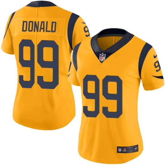 Women's Nike Los Angeles Rams #99 Aaron Donald Limited Gold Rush Vapor Untouchable NFL Jersey - Ujersey