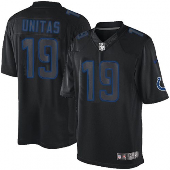 Men's Nike Indianapolis Colts #19 Johnny Unitas Limited Black Impact NFL Jersey - Ujersey