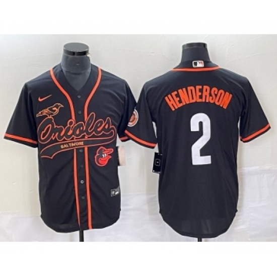 Men's Baltimore Orioles #2 Gunnar Henderson Black With Patch Cool Base Stitched Baseball Jersey - Ujersey
