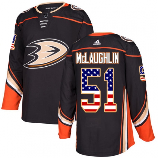 Men's Adidas Anaheim Ducks #51 Blake McLaughlin Authentic Black USA Flag Fashion NHL Jersey