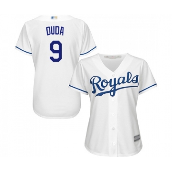 Women's Kansas City Royals #9 Lucas Duda Replica White Home Cool Base Baseball Jersey - Ujersey