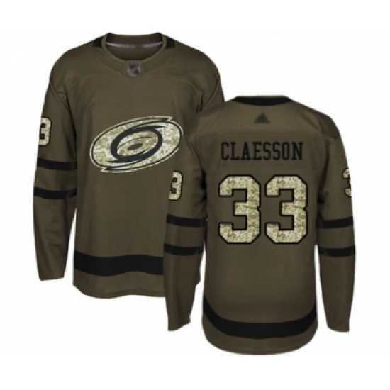 Youth Carolina Hurricanes #33 Fredrik Claesson Authentic Green Salute to Service Hockey Jersey - Ujersey