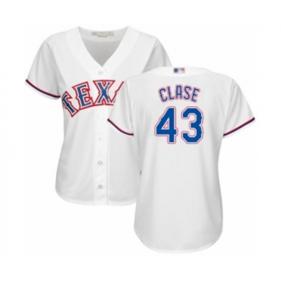 Women's Texas Rangers #43 Emmanuel Clase Authentic White Home Cool Base Baseball Player Jersey - Ujersey