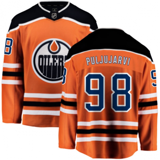 Men's Edmonton Oilers #98 Jesse Puljujarvi Fanatics Branded Orange Home Breakaway NHL Jersey - Ujersey
