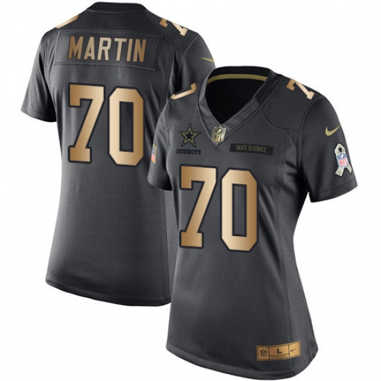 Women's Nike Dallas Cowboys #70 Zack Martin Limited Black/Gold Salute to Service NFL Jersey - Ujersey