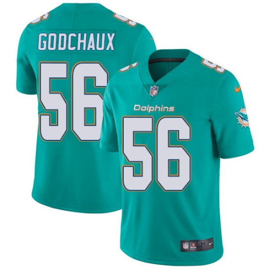 Youth Nike Miami Dolphins #56 Davon Godchaux Aqua Green Team Color Vapor Untouchable Elite Player NFL Jersey - Ujersey