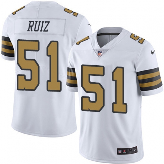 Youth New Orleans Saints #51 Cesar Ruiz White Stitched NFL Limited Rush Jersey - Ujersey