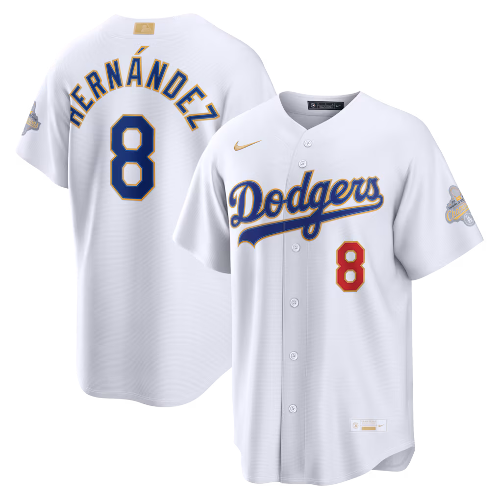 Men's Los Angeles Dodgers Enrique Hernández Nike White 2026 Gold Collection Stadium Jersey