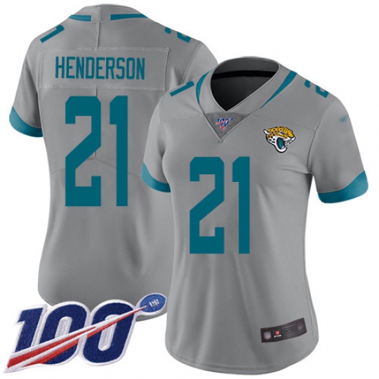 Women's Jacksonville Jaguars #21 C.J. Henderson Silver Stitched Limited Inverted Legend 100th Season Jersey - Ujersey