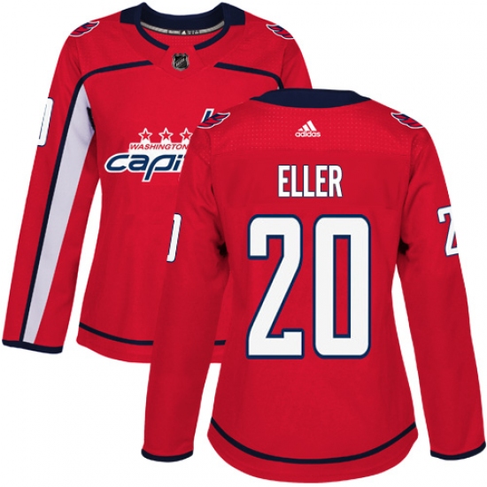 Women's Adidas Washington Capitals #20 Lars Eller Authentic Red Home NHL Jersey - Ujersey