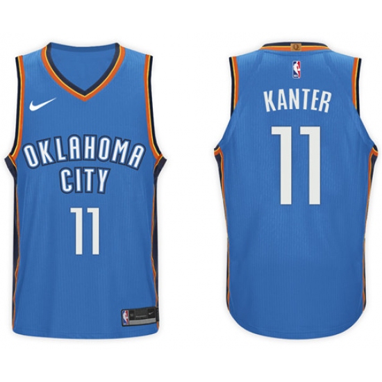 Nike NBA Oklahoma City Thunder #11 Enes Kanter Jersey 2017-18 New Season Blue Jersey - Ujersey