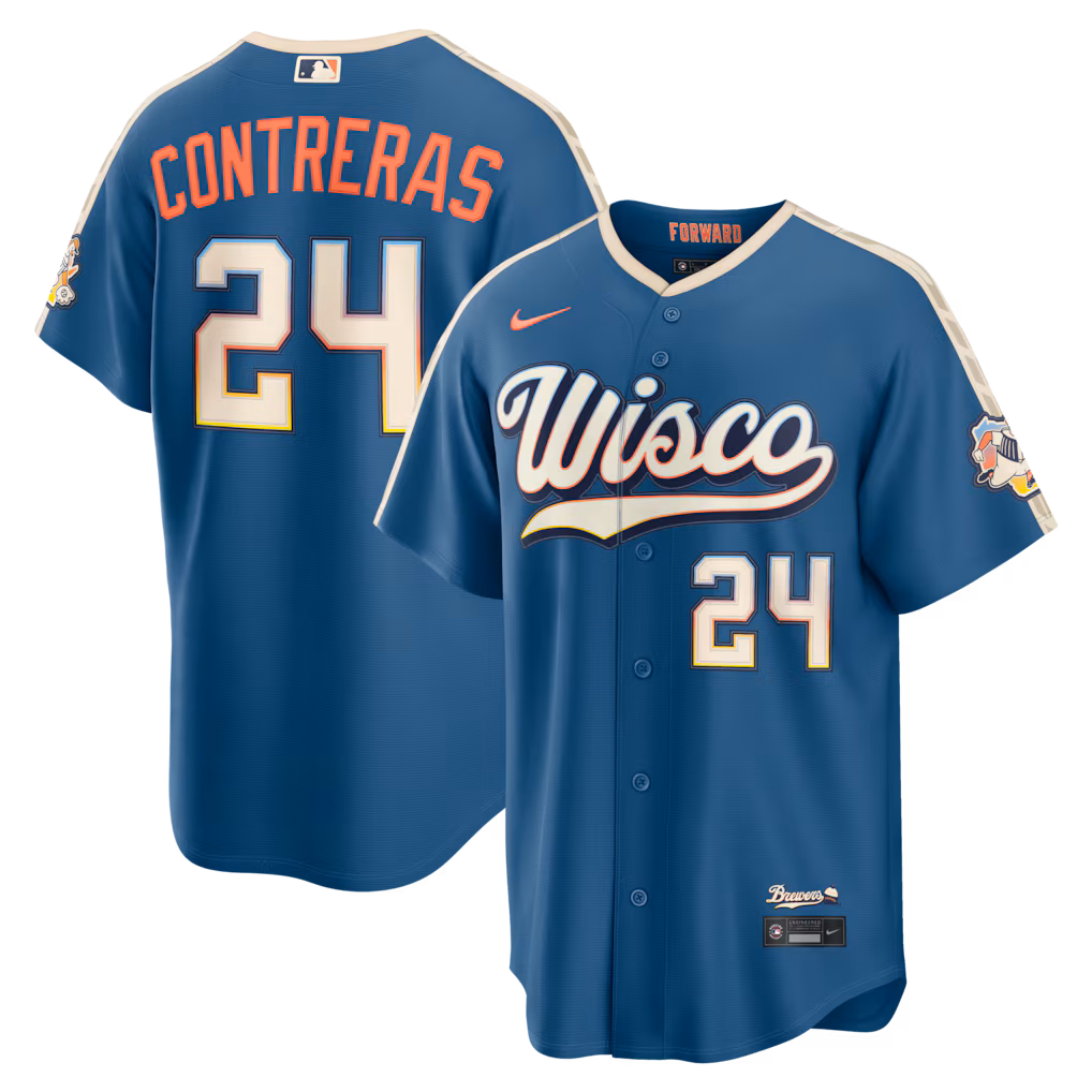Men's Milwaukee Brewers William Contreras Nike Mineral Blue 2026 City Connect Stadium Jersey