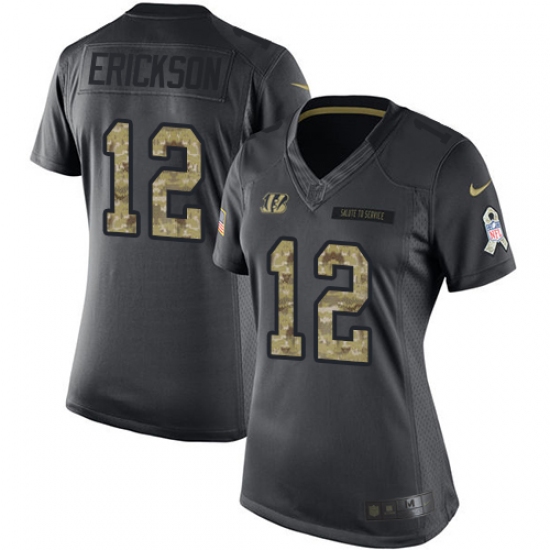 Women's Nike Cincinnati Bengals #12 Alex Erickson Limited Black 2016 Salute to Service NFL Jersey - Ujersey
