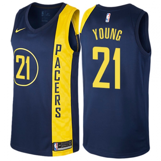 Youth Nike Indiana Pacers #21 Thaddeus Young Swingman Navy Blue NBA Jersey - City Edition - Ujersey