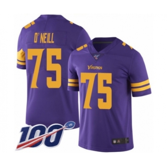 Men's Minnesota Vikings #75 Brian O'Neill Limited Purple Rush Vapor Untouchable 100th Season Football Jersey - Ujersey