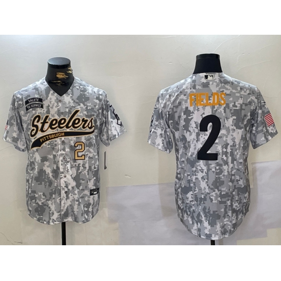 Men's Pittsburgh Steelers #2 Justin Fields 2024 Arctic Camo Salute To Service Stitched Baseball Jerseys - Ujersey