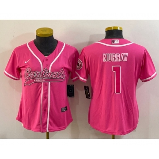 Women's Arizona Cardinals #1 Kyler Murray Pink With Patch Cool Base Stitched Baseball Jersey - Ujersey