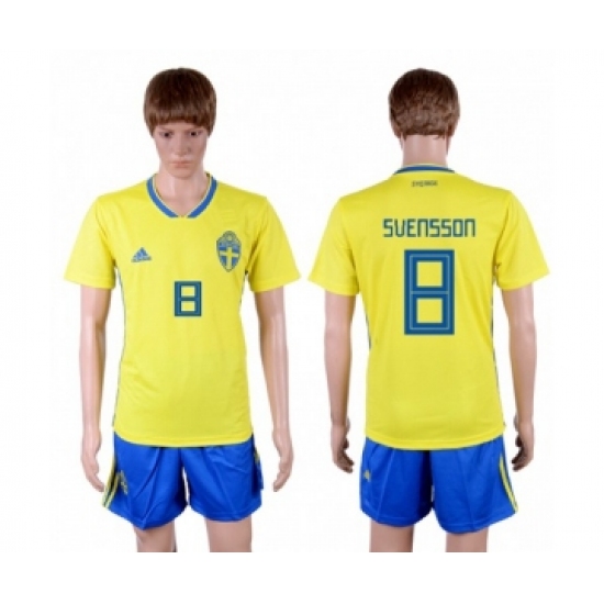 Sweden #8 Svensson Home Soccer Country Jersey