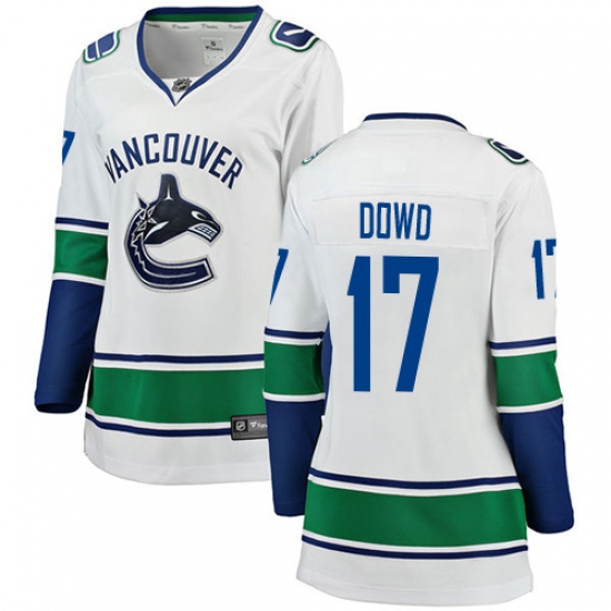 Women's Vancouver Canucks #17 Nic Dowd Fanatics Branded White Away Breakaway NHL Jersey