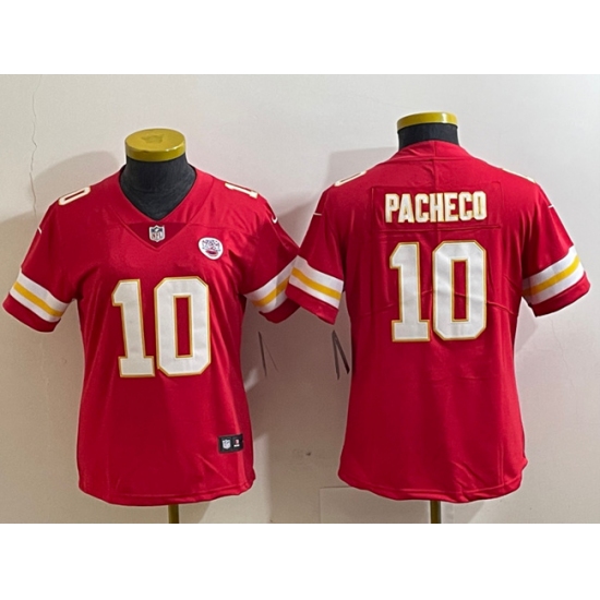 Women's Kansas City Chiefs #10 Isiah Pacheco Red Vapor Football Stitched Jersey - Ujersey