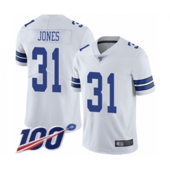 Men's Dallas Cowboys #31 Byron Jones White Vapor Untouchable Limited Player 100th Season Football Jersey - Ujersey