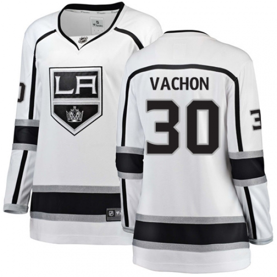 Women's Los Angeles Kings #30 Rogie Vachon Authentic White Away Fanatics Branded Breakaway NHL Jersey - Ujersey