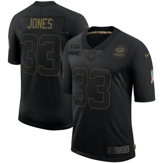 Men's Green Bay Packers #33 Aaron Jones Black Nike 2020 Salute To Service Limited Jersey - Ujersey