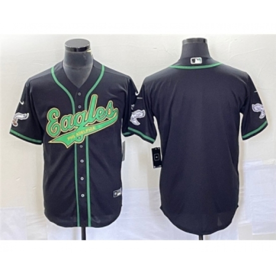 Men's Nike Philadelphia Eagles Blank Black Cool Base Stitched Baseball Jersey - Ujersey