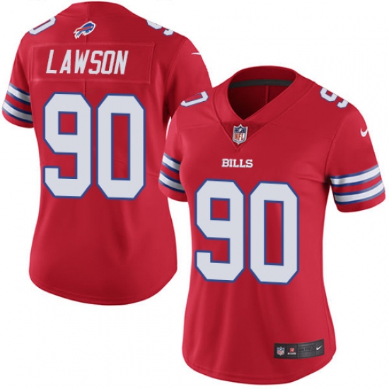 Women's Nike Buffalo Bills #90 Shaq Lawson Limited Red Rush Vapor Untouchable NFL Jersey - Ujersey