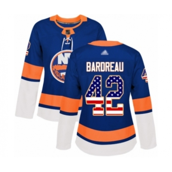 Women's New York Islanders #42 Cole Bardreau Authentic Royal Blue USA Flag Fashion Hockey Jersey - Ujersey