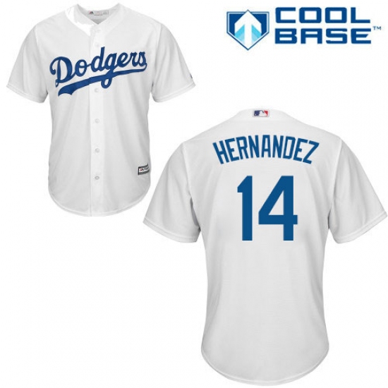 Men's Majestic Los Angeles Dodgers #14 Enrique Hernandez Replica White Home Cool Base MLB Jersey - Ujersey