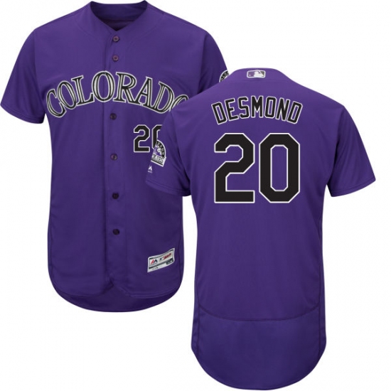 Men's Majestic Colorado Rockies #20 Ian Desmond Purple Flexbase Authentic Collection MLB Jersey - Ujersey