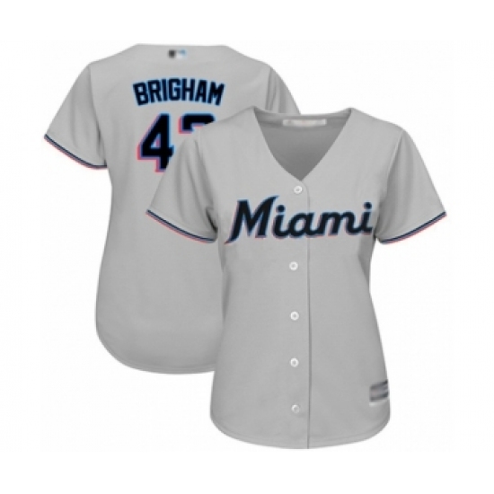 Women's Miami Marlins #43 Jeff Brigham Authentic Grey Road Cool Base Baseball Player Jersey - Ujersey