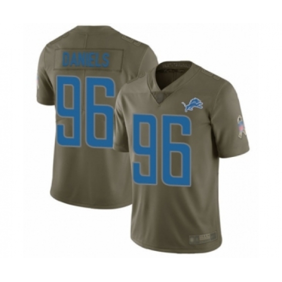 Youth Detroit Lions #96 Mike Daniels Limited Olive 2017 Salute to Service Football Jersey - Ujersey