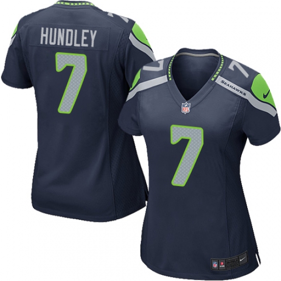 Women Nike Seattle Seahawks #7 Brett Hundley Game Navy Blue Team Color NFL Jersey - Ujersey