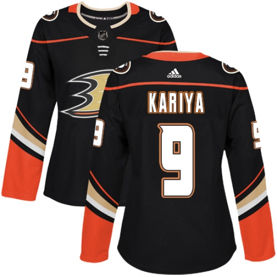 Women's Adidas Anaheim Ducks #9 Paul Kariya Authentic Black Home NHL Jersey - Ujersey