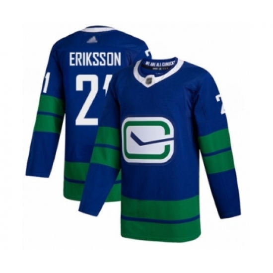 Men's Vancouver Canucks #21 Loui Eriksson Authentic Royal Blue Alternate Hockey Jersey - Ujersey