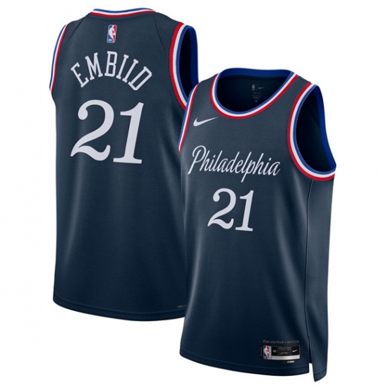 Men's Philadelphia 76ers #21 Joel Embiid Navy 2025-26 City Edition Swingman Stitched Jersey - Ujersey