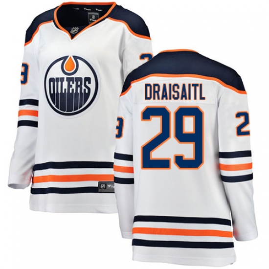Women's Edmonton Oilers #29 Leon Draisaitl Authentic White Away Fanatics Branded Breakaway NHL Jersey - Ujersey