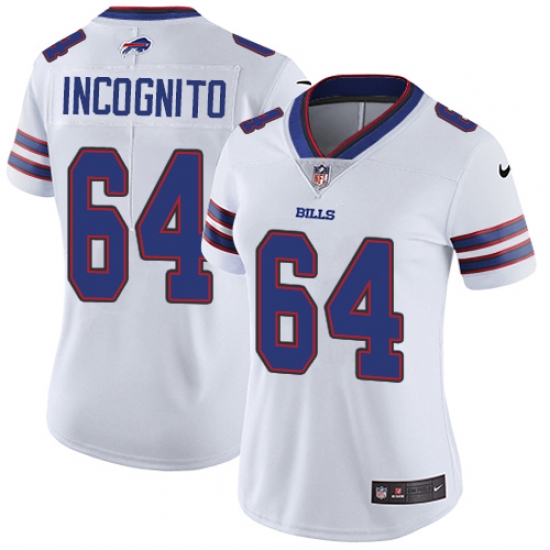 Women's Nike Buffalo Bills #64 Richie Incognito White Vapor Untouchable Limited Player NFL Jersey - Ujersey