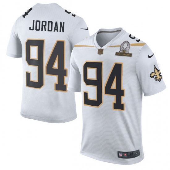 Men's Nike New Orleans Saints #94 Cameron Jordan Elite White Team Rice 2016 Pro Bowl NFL Jersey - Ujersey