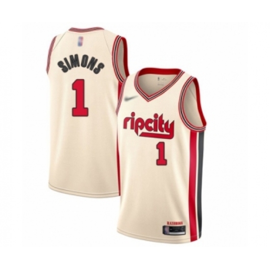 Youth Portland Trail Blazers #1 Anfernee Simons Swingman Cream Basketball Jersey - 2019 20 City Edition - Ujersey