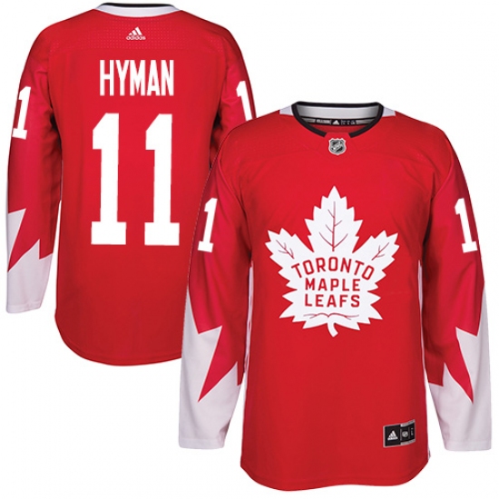 Men's Adidas Toronto Maple Leafs #11 Zach Hyman Authentic Red Alternate NHL Jersey - Ujersey