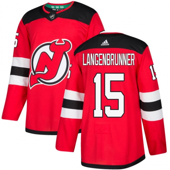 Men's Adidas New Jersey Devils #15 Jamie Langenbrunner Authentic Red Home NHL Jersey - Ujersey
