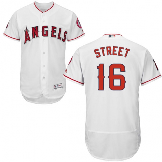 Men's Majestic Los Angeles Angels of Anaheim #16 Huston Street White Home Flex Base Authentic Collection MLB Jersey - Ujersey