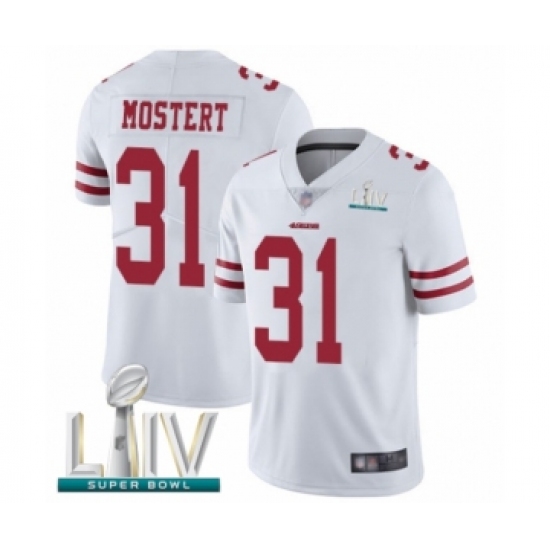 Men's San Francisco 49ers #31 Raheem Mostert White Vapor Untouchable Limited Player Super Bowl LIV Bound Football Jersey - Ujersey