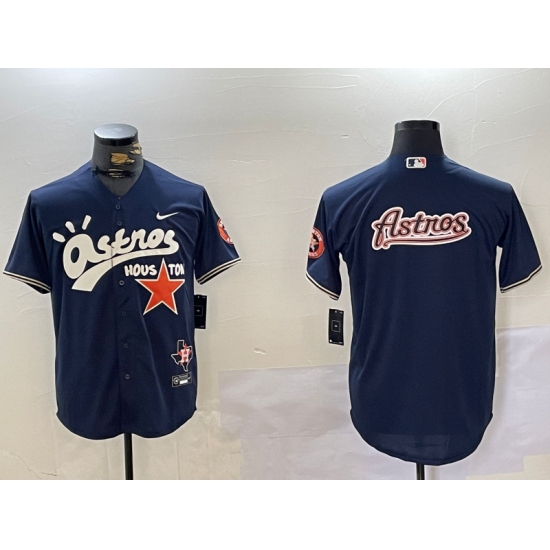 Men's Houston Astros Blank Navy Cactus Jack Vapor Premier Stitched Baseball Jerseys